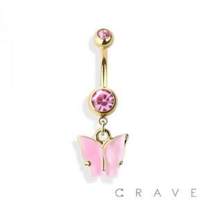 Acrylic Butterfly Dangle Navel Ring